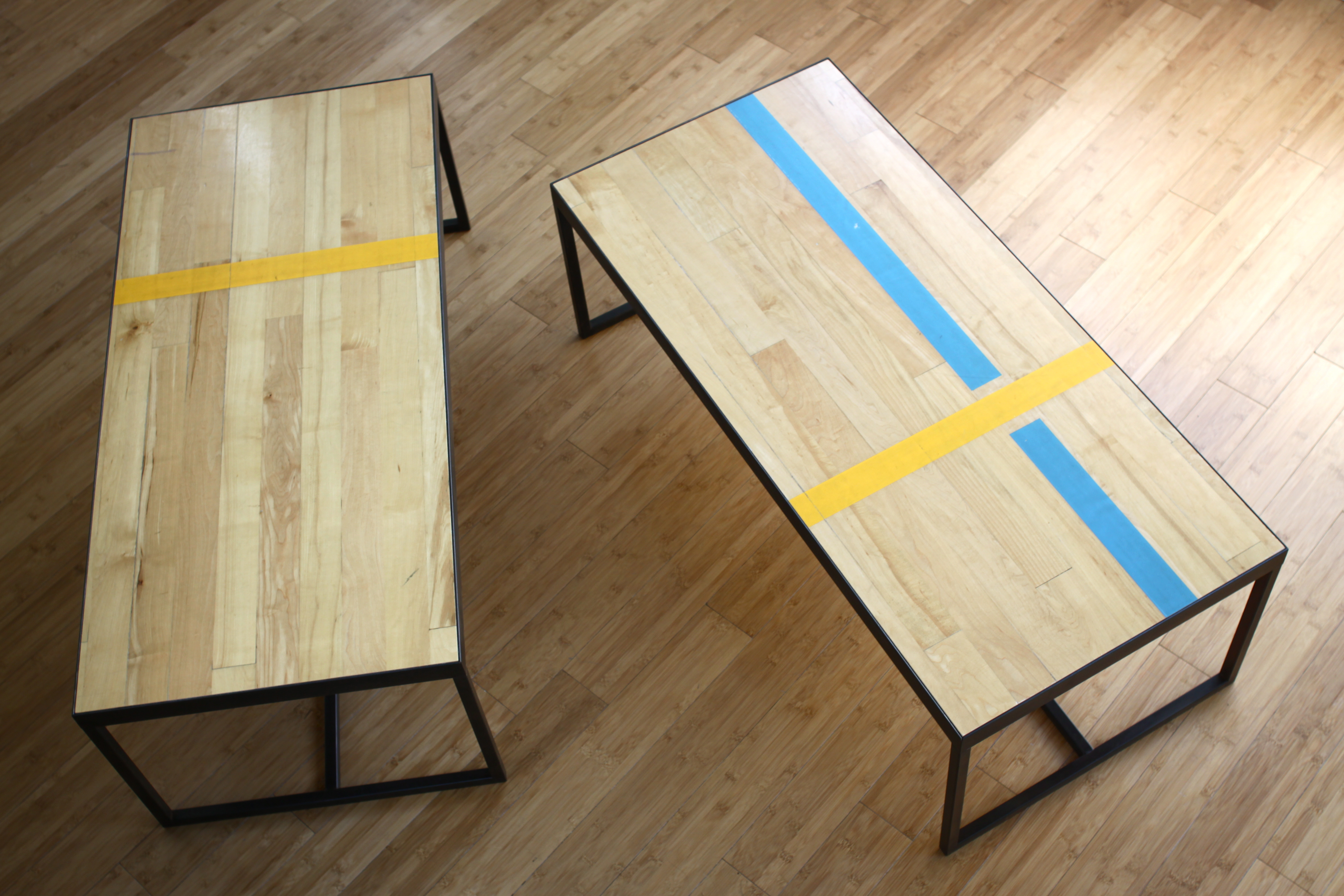 Reclaimed Gym Floor Coffee Tables Fermata Woodworks